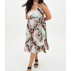 🆕Multi Scarf Print Challis Tier Midi Dress 0 L 12